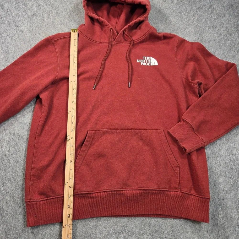 The North Face Hoodie Mens Large Brown Box Logo Fleece Never Stop Exploring